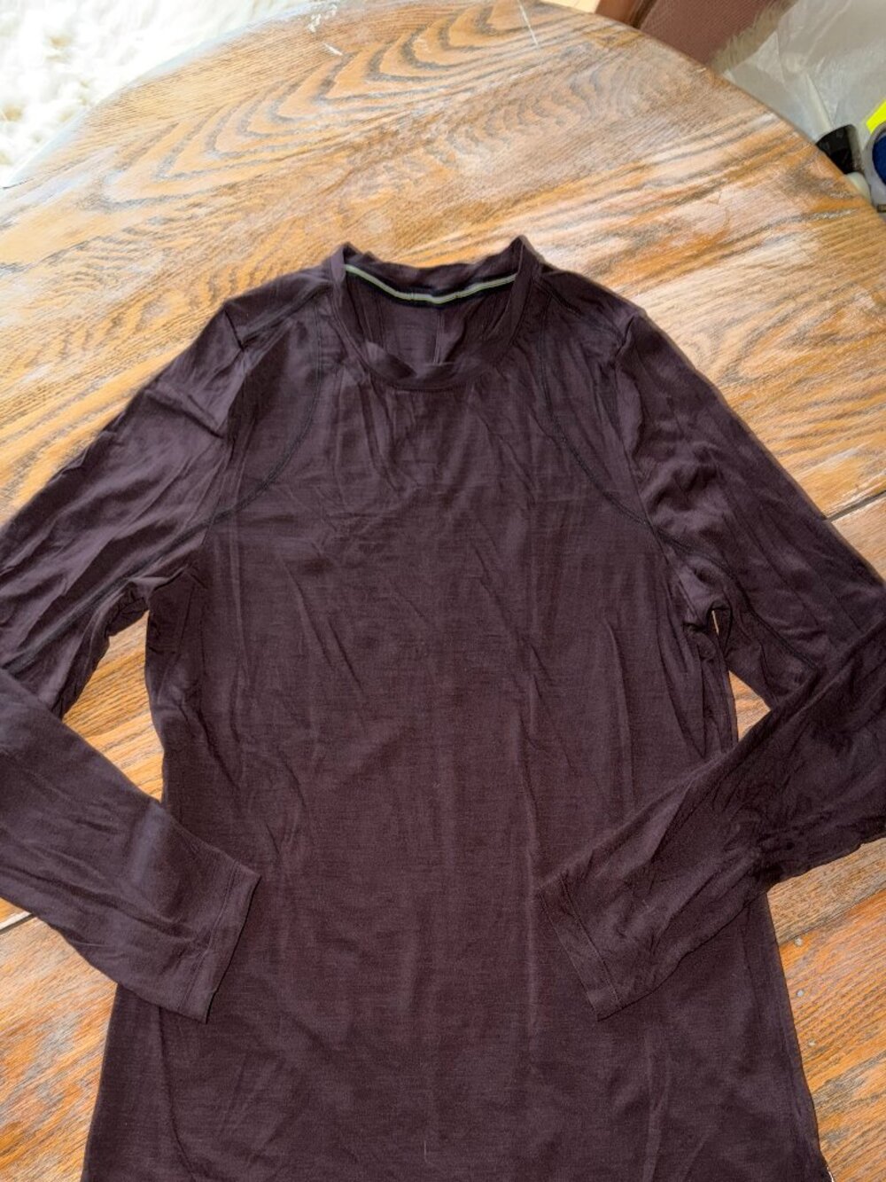 SMARTWOOL Active long sleeve brown long sleeve crew with thumb holes/WXL